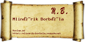 Mlinárik Borbála névjegykártya